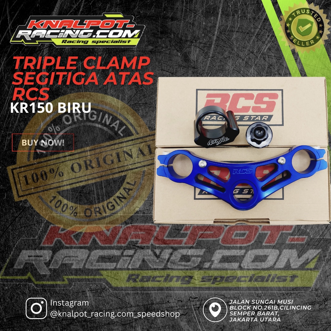 TRIPLE CLAMP SEGITIGA ATAS RCS KR150 BIRU
